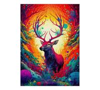 Cervo Foresta Astratto Puzzle, 1000 Pezzi Gioco Interiore Adulto | 52 x 38 cm Riduzione dello Stress, Decorazione Interna, Hobby Intellettuale, Cartone, Regalo