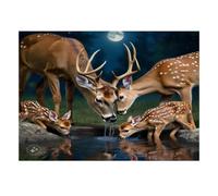 Cervo Foresta Luna Puzzle, 1000 Pezzi Gioco Interiore Adulto | 52x38cm Cartone, Esercizio Mentale, Taglio Preciso, Amanti Di Puzzle, Riduzione Dello Stress