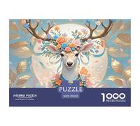 Cervo in fiore Puzzle in Legno Impermeabile DIY Puzzles Da 1000 Pezzi Regali Per Adulti Divertenti Giochi Educativi
