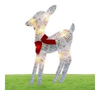 Cervo luminoso per esterni, decorazione natalizia - decorazione in ferro impermeabile con fiocco, decorazione di cervi di Natale, per la famiglia, la casa, il patio, il giardino, le feste, le vacanze