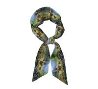 Cervo madre e cucciolo Elegante sciarpa in raso per donna Sciarpa alla moda morbida e lucida con stampa all-over Versatile da indossare come fascia per capelli o cravatta per appuntamenti e foto di