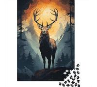 Cervo maestoso foresta Puzzle 1000 Pezzi Carta per adulti Scena dell'alba Gioco di Puzzle 1000 Pezzi Famiglia Decorazione Regalo 38x26cm/1000pcs