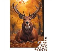 Cervo maestoso nella foresta Puzzle 1000 Pezzi Carta per Adulti Scenario autunnale Relax Attività famigliare Decorazione Regalo festa 38x26cm/1000pcs