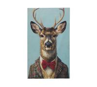 Cervo natalizio con papillon rosso, bandiere vintage per casa da cortile, 0,9 x 1,5 m, striscione di auguri con occhielli per interni ed esterni, decorazioni per la casa