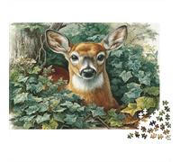 Cervo nel Giardino di Edera Puzzle 1000 Pezzi per Adulti Cervo che Spia da Fogliame Verde Lussureggiante Premium Alta Qualità Robusto Vivace Stimolante Gioco in Famiglia 52x38cm/1000pz