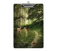 Cervo nella foresta Portablocco formato A4 Divertente lavoro estetico Studiando Lettera Portablocco standard 12,5×8,5 in faesite per l'aula scolastica Bambini che scrivono disegno