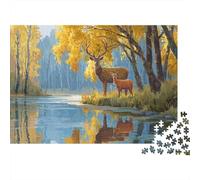 Cervo nella foresta Puzzle 1000Pcs Decorazione Per La Casa. Rilassamento E Intelligence Per Adulti E Bambini Da 14 Anni 38x26cm/1000pcs