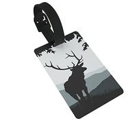Cervo nell'ambiente le Illusione monotona di cervo su un paesaggio 2 pezzi etichette per bagagli, anello per etichetta identificativa per la copertura della privacy e biglietto per l'indirizzo