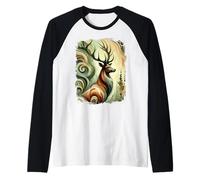 Cervo orgoglioso come un'opera d'arte colorata e astratta Maglia con Maniche Raglan