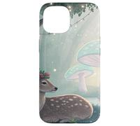 Cervo pacifico nella foresta di funghi fantasy Custodia per iPhone 15