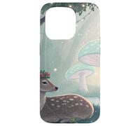 Cervo pacifico nella foresta di funghi fantasy Custodia per iPhone 15 Pro