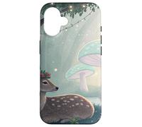 Cervo pacifico nella foresta di funghi fantasy Custodia per iPhone 16