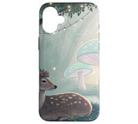 Cervo pacifico nella foresta di funghi fantasy Custodia per iPhone 16 Plus