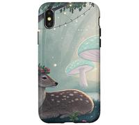Cervo pacifico nella foresta di funghi fantasy Custodia per iPhone X/XS
