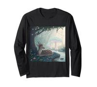 Cervo pacifico nella foresta di funghi fantasy Maglia a Manica