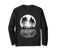 Cervo Riflessione Scena Moonlight Wildlife Forest Natures Maglia a Manica