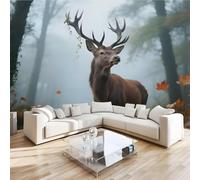 Cervo Sika Animale Fotomurali 3D Effetto Tropicale Foresta Non Tessuto Murale Carta Da Parati Decorazione Da Parete 300x230 cm Per Soggiorno Camera Da Letto Ufficio