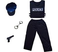 Cesar- Déguisement Policier Costume da Poliziotto, Tinta Unita, Colore Nero, 5-7 Anni, F586
