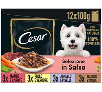 Cesar Dog Selezione Delizie del Giorno Multipack 12x100 gr - In Salsa - 1° ORDINE? scegli lo sconto BZR5 / BZR20 + 200 punti fedeltà