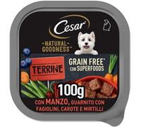 CESAR Dog Natural Goodness Terrine Vaschetta Multipack 16x100G MANZO CON FAGIOLINI CAROTE E MIRTILLI