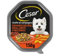 Cesar Ricette di Campagna Manzo Pasta e Carote Vaschette Da 150g Cani Adulti