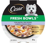 CESAR Dog Vaschetta Fresh Bowls Multipack 10x85G ANATRA CON RISO ROSSO