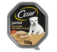 Cesar Junior Patè vaschetta 150 gr Tacchino e vitello - confezione da 14 pezzi - Cibo umido per cani - 1° ORDINE? scegli lo sconto BZR5 / BZR20 + 200 punti fedeltà