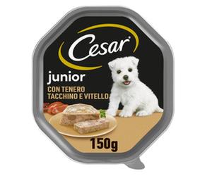 Cesar Junior Patè vaschetta 150 gr Tacchino e vitello - confezione da 14 pezzi - Cibo umido per cani - 1° ORDINE? scegli lo sconto BZR5 / BZR20 + 200 punti fedeltà