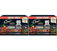 Cesar Natural Goodness Terrine Cibo Umido per Cani al gusto di Pollame, Tacchino, Manzo e Salmone in Patè, 24 Vaschette da 100g (Confezione da 2)