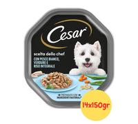 Cesar Scelta dello Chef Cibo per Cani Pesce Riso Verdure - 14 Vaschette da 150g
