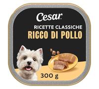 Cesar Ricette Classiche 20 x 300 g Vaschetta per cani adulti, ricco di bocconcini di pollo in paté (Confezione da 20)