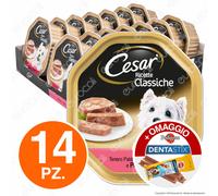 Cesar Ricette Classiche Cibo per Cani con Vitello e Pollo - 14 Vaschette da 150g