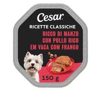 Cesar Ricette Classiche Cibo Umido per Cani con Manzo Succulento e Pollo, 14 Vaschette da 150 g, Totale 2.100g