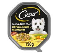 Cesar Scelta Dello Chef Cibo Umido per Cane con Pollo alla Griglia,Riso Integrale e Verdure - 14 Vaschette da 150g: totale 2100g