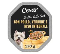 Cesar Scelta dello Chef Cibo Umido per Cani con Pollo alla Griglia, Riso Integrale e Verdure, 14 Vaschette da 150 g, Totale 2.100g