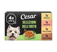 Cesar Selezioni dell’Orto 6 x 4 x 150 g Pollo, Manzo, pollame e Tacchino con Verdure e Riso, bocconcini in paté (Confezione da 24)