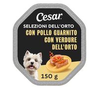 Cesar Selezioni dell’Orto Cibo Umido per Cani con Pollo e Cuore di Verdure dell’Orto, 14 Vaschette da 150 g, Totale 2.100g