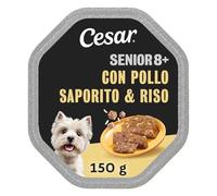 Cesar Senior 14 x 150 g 8+ Vaschetta con bocconcini di pollo e riso in gelatina (Confezione da 14)