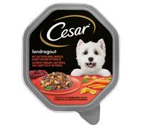 Cesar Vaschette 28 x 150 g Umido per cane - Ricette di Campagna: Manzo, Pasta, Carote e Prezzemolo