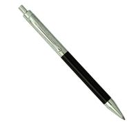 Cesare Emiliano Penna a Sfera a Scatto in Argento Sterling 925 e Plastica Nera