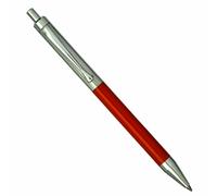 Cesare Emiliano Penna a Sfera a Scatto in Argento Sterling 925 e Plastica Rossa