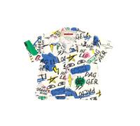 Cesare Paciotti camicia manica corta con stampe multicolor bianco 9m