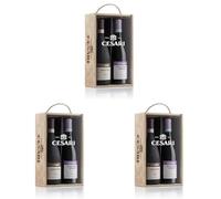 Cesari - Confezione Regalo in Legno e Plexiglass - Amarone della Valpolicella Classico DOCG 2019 e Valpolicella Ripasso DOC Superiore 2021-2 bottiglie da 750 ml (Confezione da 3)