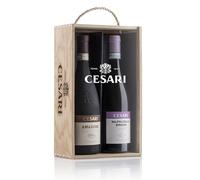 Cesari - Confezione Regalo in Legno e Plexiglass - Amarone della Valpolicella Classico DOCG 2019 e Valpolicella Ripasso DOC Superiore 2021-2 bottiglie da 750 ml (Confezione da 6)