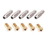 CESFONJER 10pz/set: 5 pezzi ugelli in acciaio inossidabile 1,75 mm gola con tubo PTFE + 5 pezzi testine di stampa ugello 0,4 mm estrusore, per stampante 3D Makerbot V6