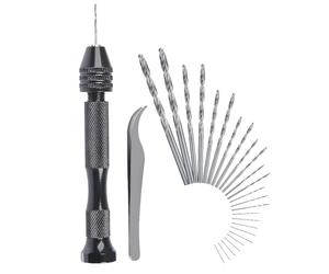 CESFONJER 25 Pcs Mini Twist Bits 0.5mm-3mm Micro punte da trapano Set con precisione a mano Pin Vise Rotary Tools per foratura Modellismo fai-da-te