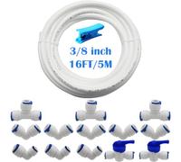 CESFONJER 3/8" Raccordo Filtro Acqua Ad Osmosi Inversa, 5m Tubi di osmosi inversa - (T+ L Tipo Combo + Valvola di intercettazione), Connettore tipo L Raccordi da 1/4" a 3/8"