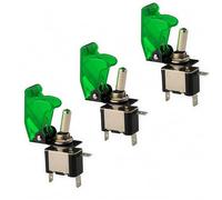 CESFONJER 3 Pcs LED Verde Interruttore a levetta, Cover Interruttore a Levetta Unipolare in Metallo 12V 20A Luce LED ON/OFF Switch