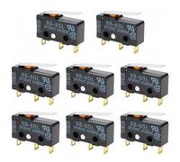CESFONJER 8 pezzi Micro Interruttore, SS-5GL 5A 250V Finecorsa,3 pin Leva Cerniera Lunga,Braccio Pulsante Attuatore Momentaneo (Nero)