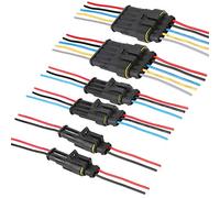 CESFONJER Auto Impermeabile Connettore, Elettrico Connettore Kit, Connettore Isolato e Sigillato (2 pin con cavo × 2 Kit, 3 pin con cavo × 2 Kit, 5 pin con cavo × 2 Kit)